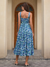 Crisscross Tie Back With Pockets Floral Print Long Dress